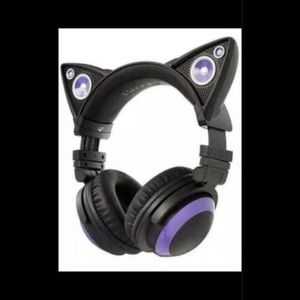 Brookstone purple LED cat ear headphones wired